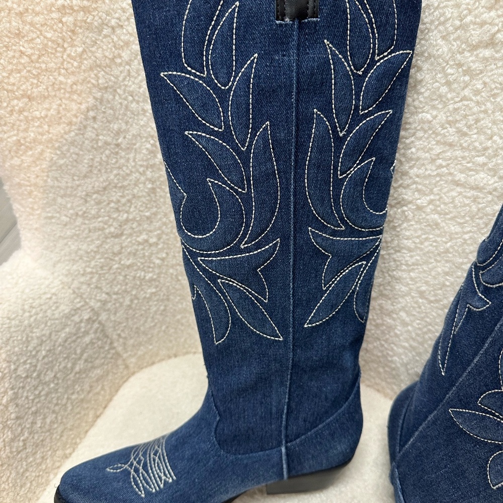 BAND OF THE FREE Western Denim Boot Womens Multi Size Tall Cowgirl NIB… - Picture 9 of 14